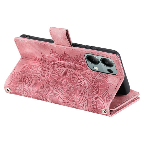 Θήκη με πτερύγιο για Xiaomi Redmi Note 13 Pro 4G / Xiaomi Redmi Note 14S / Xiaomi Poco M6 Pro 4G, Mandala, ροζ rose gold