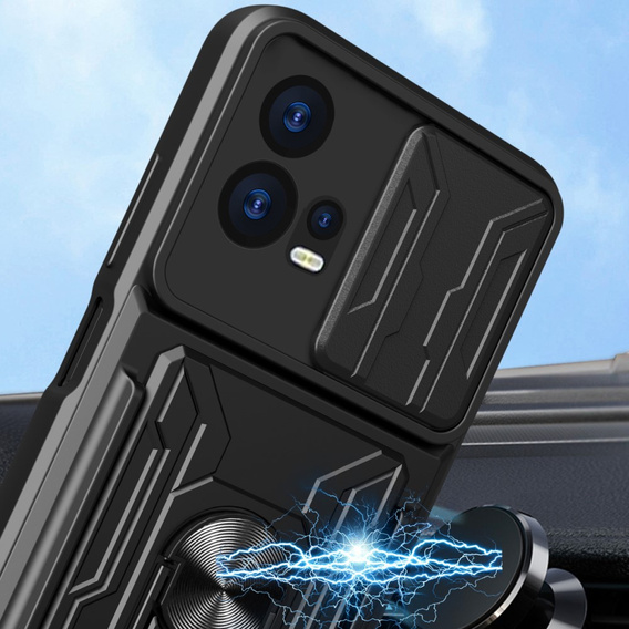 Θωρακισμένη θήκη για Motorola Edge 30 Fusion 5G, Camera Slide Card Slot, μαύρη