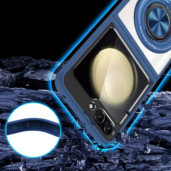 Θήκη για Samsung Galaxy Z Flip7 FE / Z Flip6, Corners Dropproof, για MagSafe, διάφανο / μπλε ναυτικό