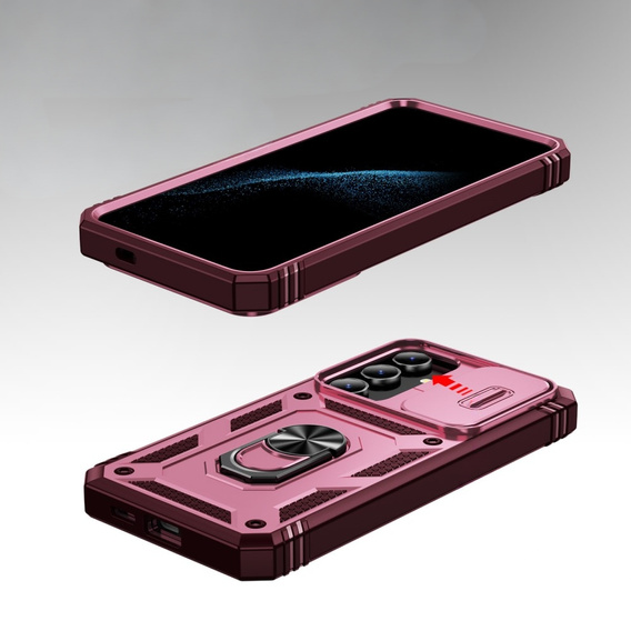 Θήκη για Samsung Galaxy S24+ Plus, CamShield Slide, ροζ / κόκκινο