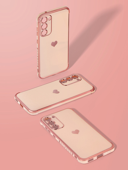 Θήκη για Samsung Galaxy S23, Electro heart, ροζ rose gold + Full Glue Ceramic Glass