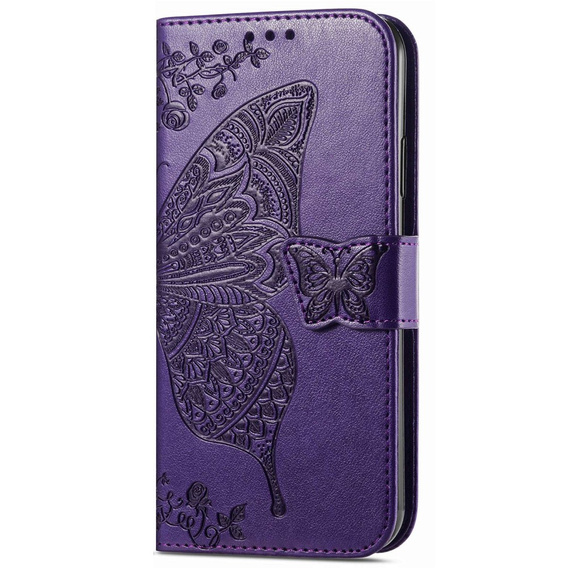 Θήκη με πτερύγιο για Motorola Moto G32, Butterfly, μωβ