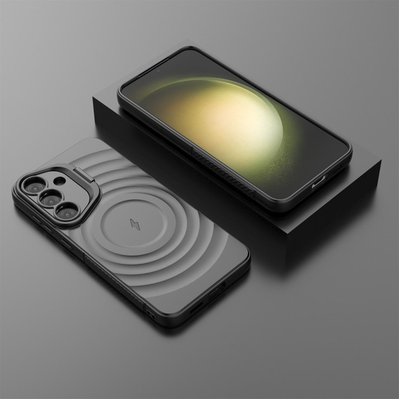 Θήκη για Samsung Galaxy S25, Ripple Kickstand, για MagSafe, μαύρο