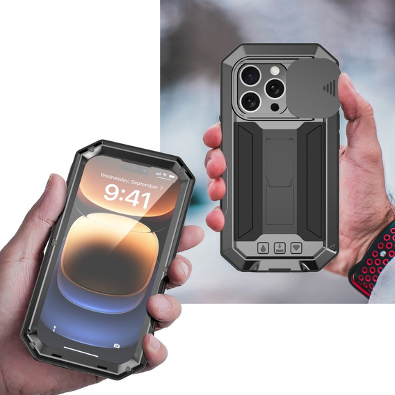 Θήκη για iPhone 16 Pro Max, R-JUST CamShield Slide, θωρακισμένη, μαύρη