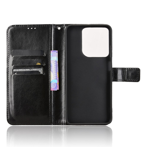 Θήκη με πτερύγιο για Motorola Moto G15 / Motorola Moto G15 Power, Crazy Horse Wallet, μαύρη