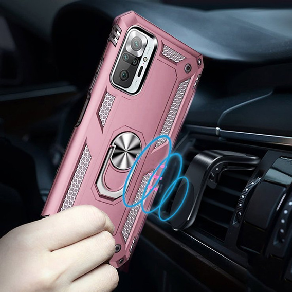 θωρακισμένη θήκη για Xiaomi Redmi Note 10 Pro, Nox Case Ring, ροζ rose gold