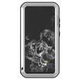 Love Mei Θήκη για Samsung Galaxy S21 FE, armored with glass, ασημένια