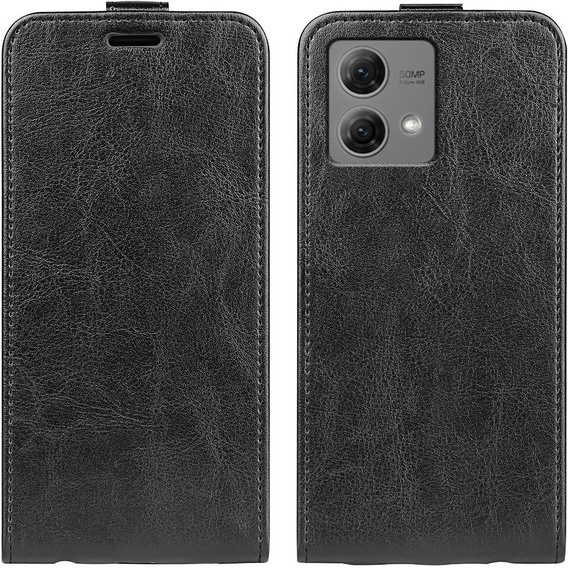 Θήκη με πτερύγιο για Motorola Moto G84, Flip, μαύρη