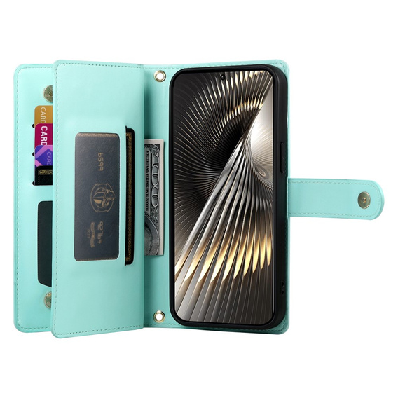 Θήκη με πτερύγιο για Xiaomi Poco X7 Pro 5G, Wallet Zipper Pocket, πράσινη