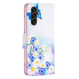 Θήκη με πτερύγιο για Samsung Galaxy A35 5G, Wallet, Butterfly & Flowers λευκή