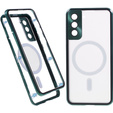 Μαγνητική θήκη MagSafe Dual Glass για Samsung Galaxy S22, πράσινη