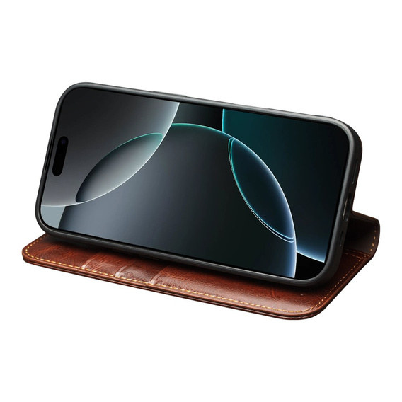 QIALINO Γνήσια θήκη από δέρμα αγελάδας για iPhone 17 Pro Max, καφέ