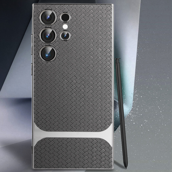 Θήκη για Samsung Galaxy S24 Ultra, GKK Woven Leather, γκρι