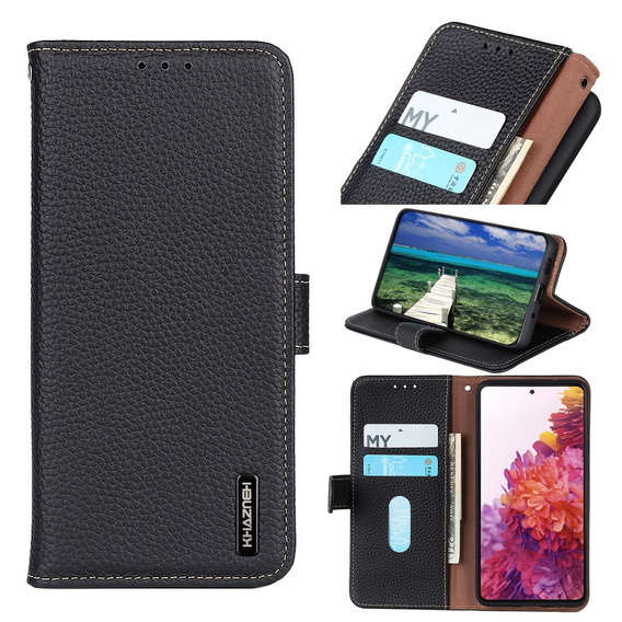 KHAZNEH θήκη RFID για Xiaomi Poco F6, Litchi Texture, μαύρη