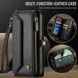 θήκη CASEME για Samsung Galaxy S25 FE, RFID Leather Wallet, με λουράκι ώμου, μαύρη