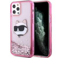 Karl Lagerfeld Θήκη για iPhone 12 / 12 Pro, Liquid Glitter Choupette Head, ροζ