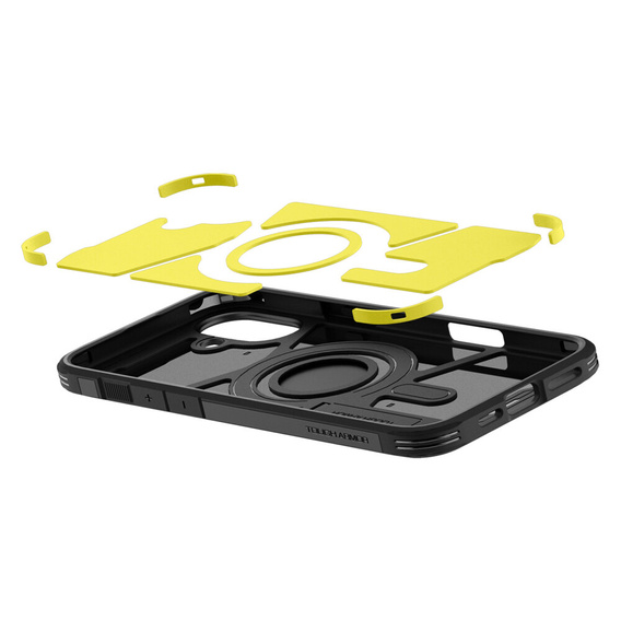 θήκη Spigen για iPhone 16, Tough Armor Mag Mag MagSafe, μαύρη + μετριασμένο γυαλί 9H