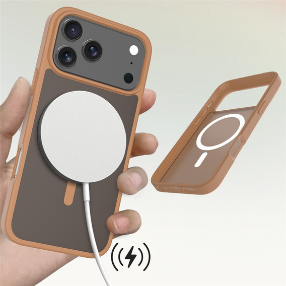 Ματ θήκη για iPhone 17 Pro, για MagSafe, ημιδιαφανές καφέ