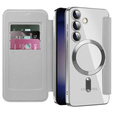 Θήκη με πτερύγιο για Samsung Galaxy S24, RFID Wallet MagSafe CamShield, ασημένια