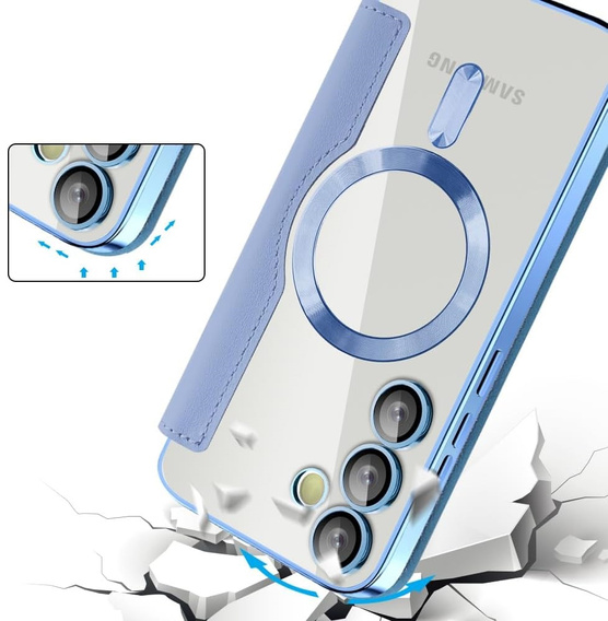 Θήκη με πτερύγιο για Samsung Galaxy S25 FE, RFID Wallet MagSafe CamShield, μπλε