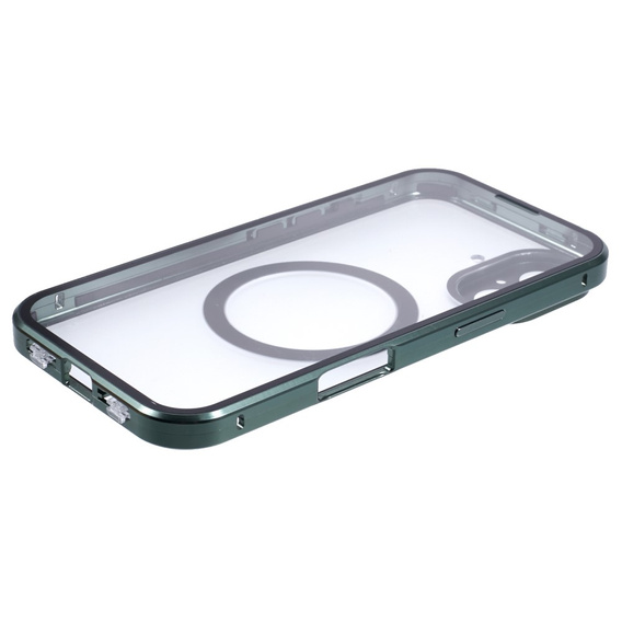 Μαγνητική θήκη MagSafe Dual Glass για iPhone 16, πράσινη