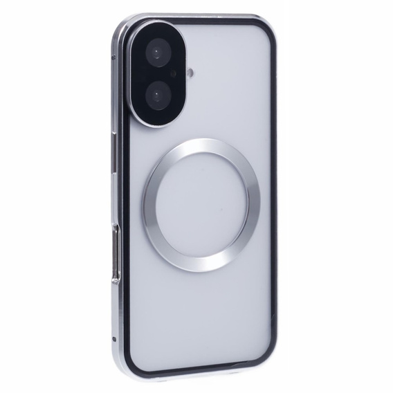 Μαγνητική θήκη MagSafe Dual Glass για iPhone 16, ασημένια