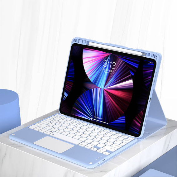 Θήκη + πληκτρολόγιο iPad Air 10.9 4 2020 / 5 2022, Touchpad, μπλε