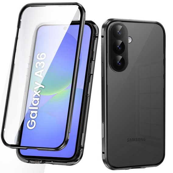 θήκη για το Samsung Galaxy A36, Magnetic Dual Glass, μαύρη
