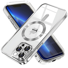 Θήκη για iPhone 13 Pro, Electro MagSafe, ασημένια + Γυαλί για την οθόνη
