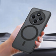 Θήκη για Xiaomi Redmi 14C / Xiaomi Poco C75, για MagSafe, ERBORD Μatt Case, μαύρη + Γυαλί οθόνης