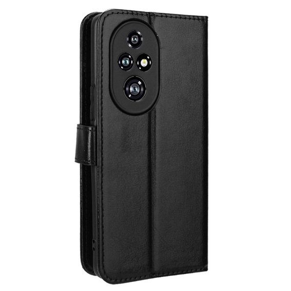 Θήκη με πτερύγιο για Honor 200 Pro 5G, Crazy Horse Wallet, μαύρη