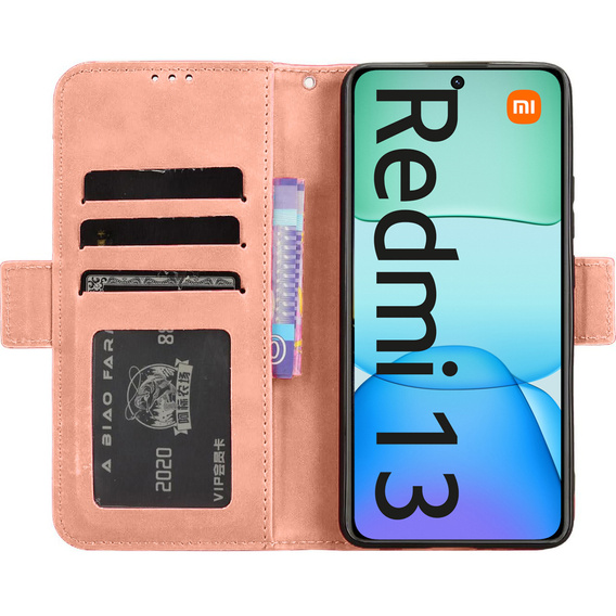 Θήκη με πτερύγιο για Xiaomi Redmi 13, Card Slot, ροζ