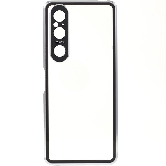 θήκη για το Sony Xperia 1 V, Magnetic Dual Glass, ασημένια