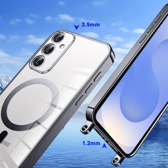 Θήκη για Samsung Galaxy S25, Electro MagSafe, μαύρη + κορδόνι