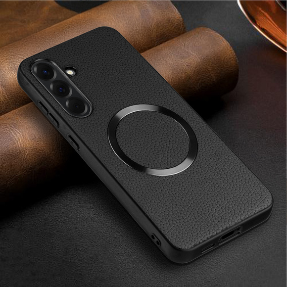 Θήκη για Samsung Galaxy A56 5G, Leather Hybrid MagSafe, μαύρη