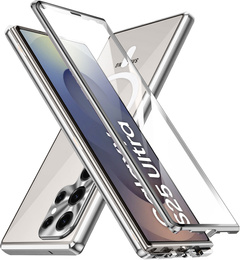 Μαγνητική θήκη MagSafe Dual Glass για Samsung Galaxy S25 Ultra, ασημένια
