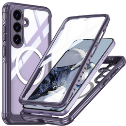 Θήκη για Samsung Galaxy S25 FE, Shockproof, με γυαλί, για MagSafe, μωβ