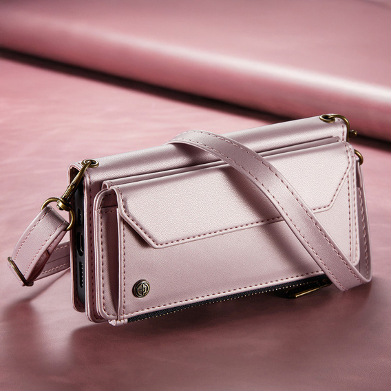 Θήκη πορτοφολιού με κλειδαριά και λουράκια για Samsung Galaxy A17 5G - ροζ