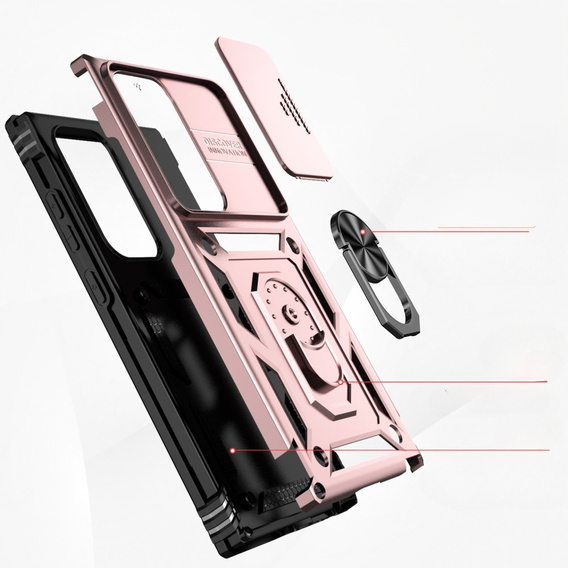 Θήκη για Samsung Galaxy S24 Ultra, CamShield Slide, ροζ rose gold