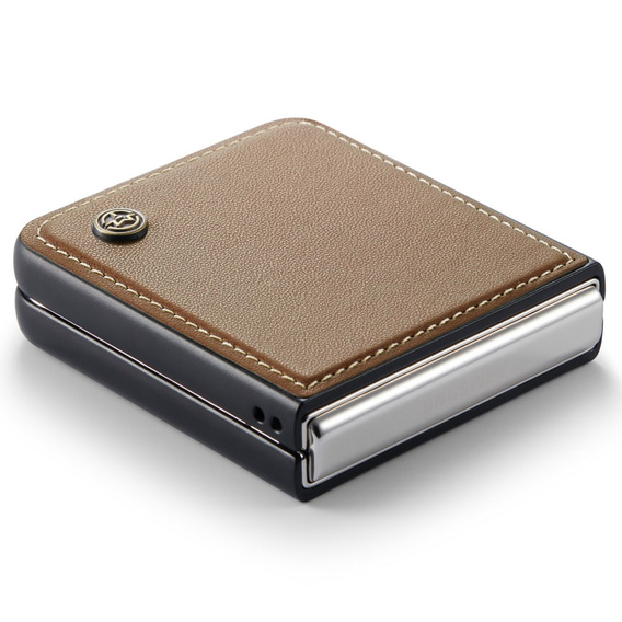 Θήκη για Samsung Galaxy Z Flip7 FE / Z Flip6, CASEME Litchi Leather, καφέ