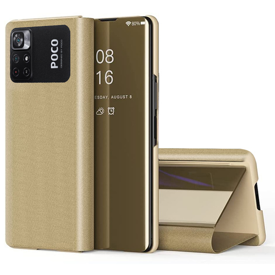 Θήκη για Xiaomi Poco M4 Pro 4G, Clear View, χρυσή