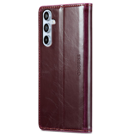 Θήκη με πτερύγιο για Samsung Galaxy A54, ERBORD Waxy Wallet, κόκκινη