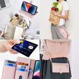 Θήκη με πτερύγιο για iPhone 14, Wallet Zipper Pocket, ροζ