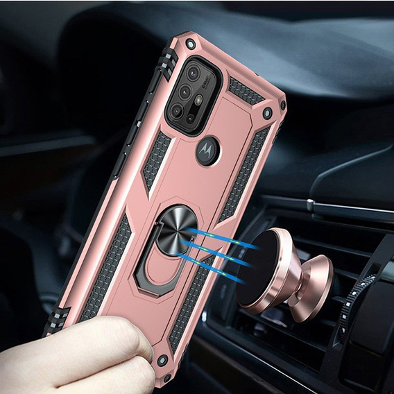 θωρακισμένη θήκη για Motorola Moto G10/G30, Nox Case Ring, ροζ rose gold