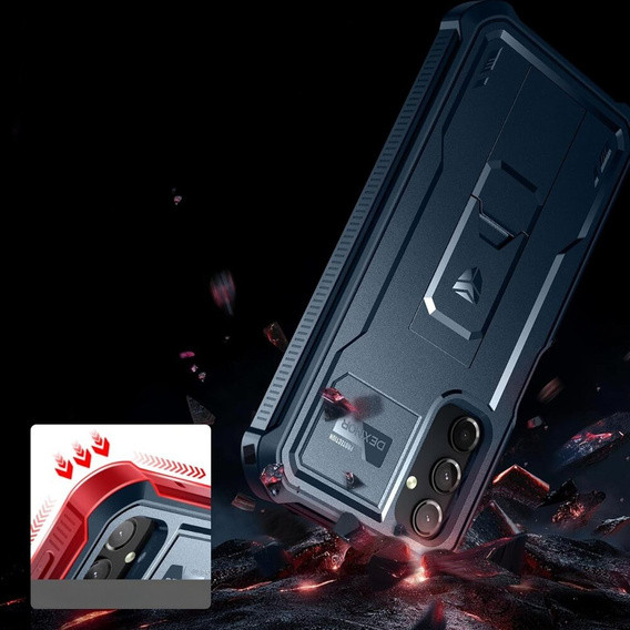 Θωρακισμένη θήκη για Samsung Galaxy A25 5G, Dexnor Full Body (Two Frames), σκούρο μπλε