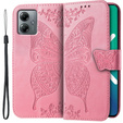 Θήκη με πτερύγιο για Motorola Moto G14, Butterfly, ροζ 