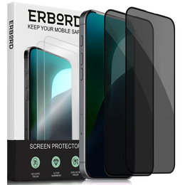2x Μετριασμένο γυαλί απορρήτου για iPhone 16 Plus, ERBORD Anti-Spy