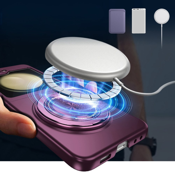 Θήκη GKK για Galaxy Z Flip 5 5G, Γωνίες Dropproof MagSafe, διαφανές / μωβ