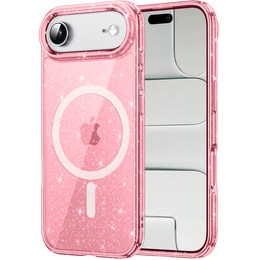 Θήκη για iPhone Air, για MagSafe, glitter, ημιδιαφανές ροζ