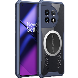 Θήκη για OnePlus 11 5G, με μαγνητική πλάκα, διάφανο / μπλε ναυτικό